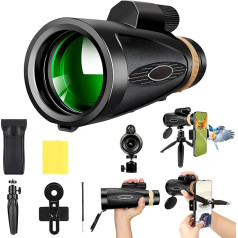 Monocular Telescope 30 x 60 HD Monocular Telescope Adult Monocular Binoculars with Smartphone Holder Tripod FMC BAK4 Prism Waterproof Compact Monocular for Adults Bird Watching Travel