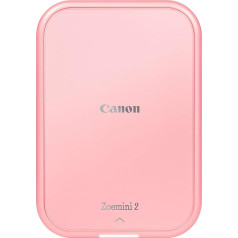 Canon Zoemini 2 Mini fotoprinteris, pārvietojams, portatīvs, ceļojumu kabatas printeris (fotogrāfiju drukāšana 5 x 7,6 cm, bezvadu, viedtālrunim + planšetdatoram, iebūvēts akumulators, lietotne, Bluetooth), rozā zelta [+ 10 cinka drukas komplek