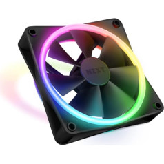 NZXT F120 RGB Duo - 120 mm divpusējs RGB ventilators - 20 individuāli adresējamas LED gaismas diodes - sabalansēta gaisa plūsma un statiskais spiediens - fluiddinamiskais gultnis - PWM vadība - melns