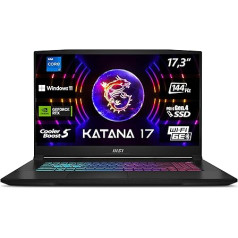 MSI Katana 17 Gaming Notebook, 17,3 collas, FHD, Intel Core i7-13620H, 2 x 8 GB RAM, 1 TB SSD, RTX 4060 8 GB, Windows 11 Home, Gaming Keyboard, Black, B13VFK-269