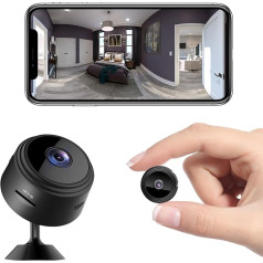 Mini kamera 1080P Full HD WiFi kameras novērošana Iekštelpu mini novērošanas kamera tiešraide Mobilā tālruņa lietotne Kompakts akumulatora darbināms WiFi savienojums ar kustības sensoru mājas birojam