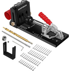 ENJOYWOOD XK-4 Pocket Hole Jig komplekts, alumīnija kabatas caurumu urbšanas šablons, urbšanas šablons, slīps caurums, urbšanas palīgierīce ar 40 gab. kabatas caurumu skrūvēm 2 urbji