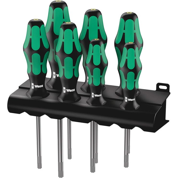 Wera 05223161001 Kraftform Plus 367/7 TORX HF (turēšanas funkciju) skrūvgriežu komplekts, TX8 līdz TX30, 6 gab.