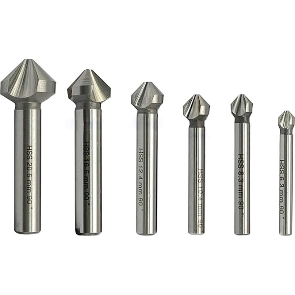 NORTOOLS Countersinks Bitu komplekts 6 gabali HSS M2 3 dziļums 90 grādi DIN335C Grīdas rievslīpju nofrēzēšanas Countersinking Bits for Stainless Steel Cast Iron Aluminium Copper Plastic 6.3-20.5 mm