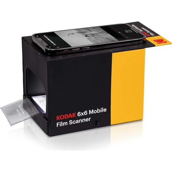 KODAK 6x6 mobilais filmu skeneris, konvertējiet un saglabājiet 6x6 diapozitīvus un negatīvus [120 un 220 filmu formāti] savā viedtālrunī