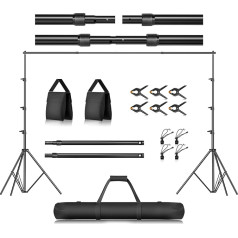 EMART Photo Background Stand 2.6 x 3 m, Adjustable Background Stand, Studio Background System for Video, Photography, Portrait, Parties, Weddings