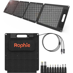 Rophie 100 W saules bateriju panelis, salokāms saules bateriju panelis, monokristāliskais saules bateriju modulis ar MC-4 izejas jaudu, 3,3 kg ultraviegls, regulējams statīvs, IPX67 saules bateriju panelis kempingiem, ceļojumiem, balkoniem