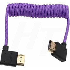 HangTon HDMI kabelis ar HDMI 4K 8K 60p Labā leņķa pīts kabelis Panasonic Sony Sony Canon Nikon ZCAM kamerai Atomos Ninja V SmallHD Blackmagic monitoram Violeta krāsa