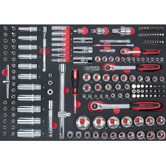 KS Tools 711.1011 175 detaļu komplekts 1/4 collas; 3/8 collas; 1/2 collas ligzdu/aprīkojuma piederumu komplekts