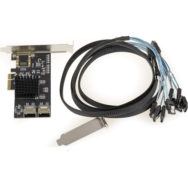 KALEA-INFORMATIQUE PCI Express PCIe kontrollera karte 8 pieslēgvietas SATA cietajiem diskiem Savienojums ar miniSAS SFF8087 savienotāju Chipset Marvell 88SE9215 - kabelis komplektā