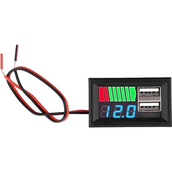 Dvigubas USB 5V 2A automatinis voltmetras Spannung Meter Panel 11,1 V-12,6 V 3S ličio baterija / 12V Säure Batterie Kapazität Anzeige Power Tester (mėlynas litis)