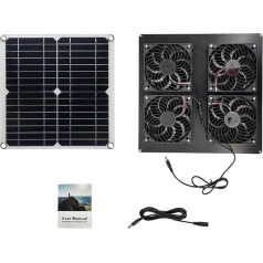 Solarmodul-Ventilator-Set, 12 W, solarbetriebener Ventilator für Gewächshaus, Haustierzimmer, Wohnmobil