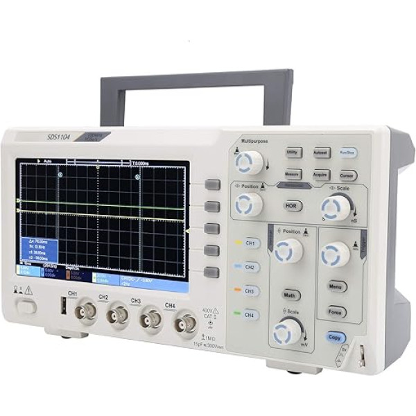 Digitālais osciloskops, SDS1104 4 kanālu osciloskops ar 7