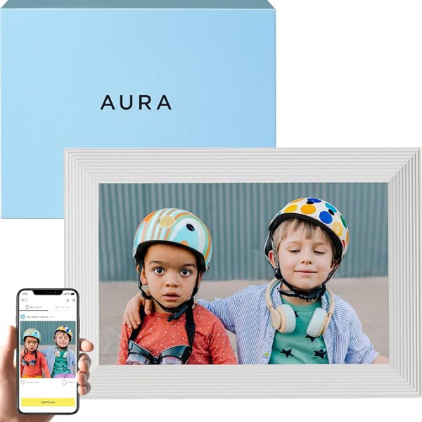 Aura Carver Intelligent Digital Photo Frame, 10,1 collu HD WiFi mākoņdatora digitālais foto rāmis, bezmaksas neierobežota krātuve, fotogrāfiju sūtīšana no jebkuras vietas - jūras sāls