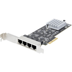 StarTech.com 4-Port 2.5 Gbit 2.5 Gbit PCIe tīkla karte, Intel I225-V, Divu portu datora LAN karte, Multi-Gigabit NIC, PCI Express servera tīkla karte, 2.5G Ethernet adapteris (PR42GI-NETWORK-CARD)