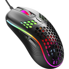 AVMTON Honeycomb Gaming Mouse, vadu spēļu pele ar 7200 DPI optisko sensoru, spēļu pele ar 6 programmējamām pogām, Honeycomb vadu spēļu pele profesionāliem spēlētājiem, brīvā laika pavadīšanai