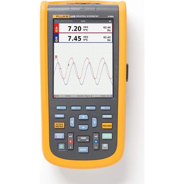 Fluke 125B/EU Hand-Oszilloskop 40MHz 2 kanālu 4 GSa/s Multimetrs-Funktionen 1St.