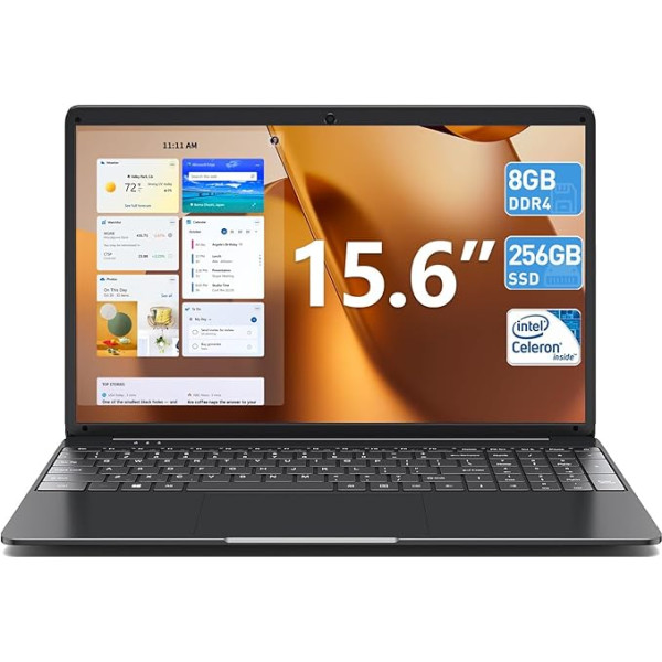 SGIN klēpjdators 15,6 collu, 8GB RAM 256GB SSD, Celeron divkodolu, 1366 x 768, 2.4/5.0G WiFi, Bluetooth 4.2, paplašināma atmiņa 512GB TF