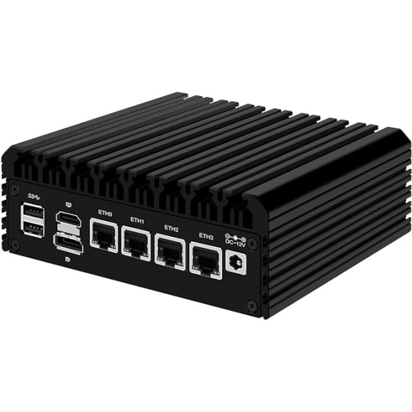 HUNSN Micro Firewall Appliance, Mini PC, VPN, Maršrutētājs PC, Intel N5105, RJ03, AES-NI, 4 x Intel 2.5GbE I226-V LAN, Type-C, TF, M.2 WiFi 6 Slot, Barebone, NAV RAM, NAV krātuves, NAV sistēmas