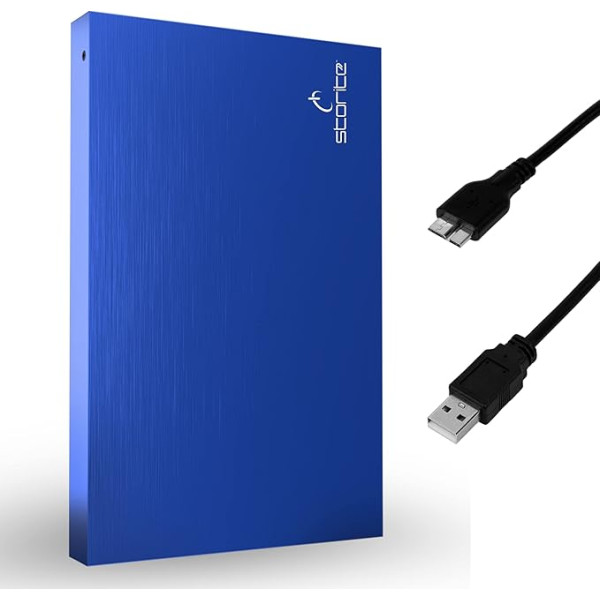 Storite 500 GB ārējais pārnēsājamais cietais disks ar USB 3.0 ārējo dublējuma datu glabāšanas ierīci Ātra datu pārsūtīšana Piemērots PC, Mac, Xbox One, Windows, spēlēm, klēpjdatoriem un galddatoriem (zils)