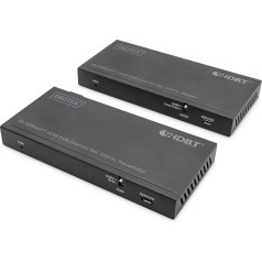 DIGITUS Assmann HDBaseT KVM Extender komplekts, 150 m, 4K/60Hz, USB 2.0, PoC, IR, melns