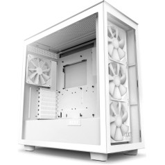 NZXT H7 Elite 2023 - CM-H71EW-02 - ATX Mid-Tower žaidimų kompiuterio korpusas - USB-C jungtis - grūdinto stiklo priekinė ir šoninė panelė - 3 x F serijos 140 mm RGB ventiliatoriai - paruoštas aušinimui vandeniu - baltos spalvos