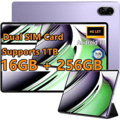 10,1 collu Android planšetdators 16 GB + 256 GB, Octa-Core, 1 TB TF Extend, 2,5 GHz, Dual SIM karte, 8 MP + 13 MP kamera, 4G LTE, WiFi, C tipa (violeta)