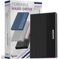 SUHSAI 1 TB ārējais cietais disks, portatīvais 2,5 collu cietais disks, USB 3.0 cietais disks, datu uzglabāšanas paplašināšanas, dublēšanas un glabāšanas disks, saderīgs ar Mac, galddatoru, Xbox, spēļu konsoli (melns)