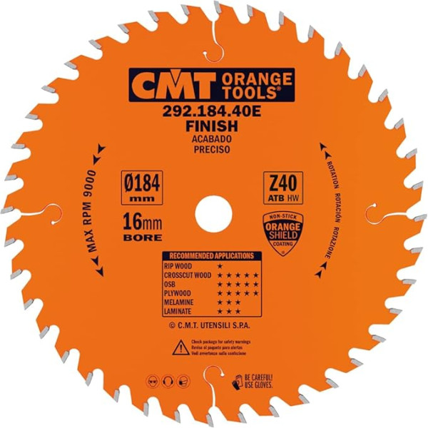 CMT Orange Tools 292.184.40e - riņķveida zāģis 184 x 2,6 x 16 Z 40 ATB 15 grādi