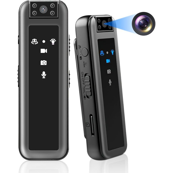 LXMIMI Mini kameras ķermeņa kameras videoreģistrators, HD 1080P maza kamera 180° rotējošs objektīvs Uzraudzības kamera Pārnēsājamā videokamera Drošības kamera Foto un video ierakstīšanas atbalsts ar cilpas ierakstu