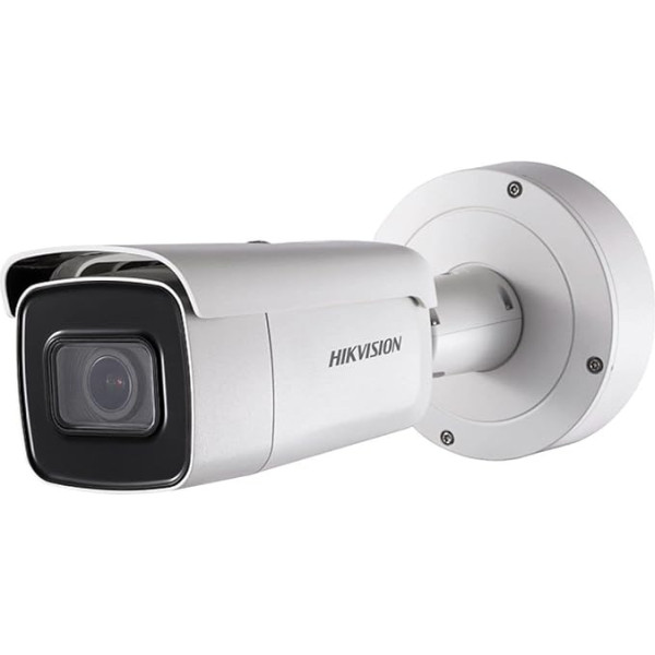 HIKVISION Unisex Adult NX-821 Tubular IP 8MPX, LED IR 60, optiskā motorizācija, WDR 120DB, ACUSENSE, H.265+, E/S Audio/ALARMA, IP66/IK10, 12VDC/POE+, balta, standarta