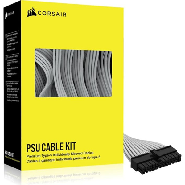 Corsair Premium 5. tipa PSU kabelis ar vienu apvalku - Starter komplekts - balts