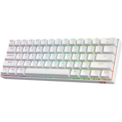 Redragon K530 Pro 60% bezvadu mehāniskā RGB tastatūra, Bluetooth/2.4GHz/vads, 3 režīmi, 61 taustiņš, kompakta spēļu tastatūra, 100% karstā nomaiņas bāze, brīvi montējama PCB un sarkans slēdzis