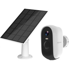 WUUK Āra novērošanas kamera, pievienojamā saules kamera, 2K WiFi kamera, ārējā mājas komplekts, saderīga ar Alexa/Google Home, 2.4G/5G WiFi, kustības noteikšana, nepieciešama bāzes stacija