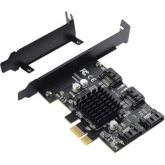 YBBOTT SATA 3.0 paplašināšanas karte (6 Gb/s) PCIE 1X SATA 4 porti ar plakano PCI-E 3.0 GEN3 Marvell 88SE9215 bez strāvas padeves kā sistēmas disks