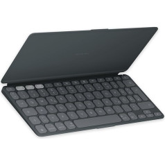 Logitech Keys-To-Go 2 mobilā bezvadu tastatūra iPad ar iebūvētu aizsargvāciņu, plāna un kompakta iPad, iPhone, Mac un Apple TV, viegla ierīces nomaiņa, DEU QWERTZ izkārtojums - pelēka