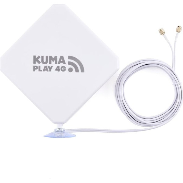 KUMA Play 4G 5G antena - LTE 5 dBi daugiakryptė daugiakryptė MiMo antena, skirta naudoti patalpose, su siurbimo pagrindu - 2 x SMA kištukas