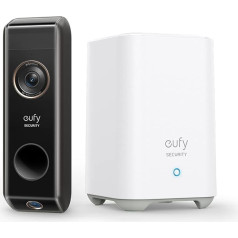 eufy Security Video Doorbell Dual Camera, Akkubetriebene Video Türklingel mit Kamera & Homebase, Bewegungssensor, Paketerkennung, 2K HD, Gebührenfrei, 16GB lokale Speicherung (Generalüberholt), Schwarz