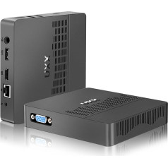 UXX Mini dators, atbalsta 512 GB M.2 SSD paplašināšanu, Celeron N3350 Micro PC 64 GB eMMC, dators 4K HD un VGA Dual Display, BT, Dual WiFi, USB3.0, LAN, VESA, birojam/mājām - pelēks