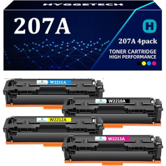 Hyggetech 207A W2210A be lusto suderinamas toneris, skirtas HP 207A 207X Multipack, skirtas HP Color Laserjet Pro m283fdw M282nw M283fdn M255dw M253fdn M255 M255 M282 M283 W2210A W2211A W2212A W2213A