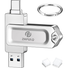 PL ZMPWLQ USB Stick for iPhone 15 Flash Drive 512GB Memory Stick iPad Photo Stick USB 3.0 & Type C Backup Stick Dual USB Flash Drive Photo Stick for iPhone 15 Series/iPad/Android/PC/Mac (Silver,