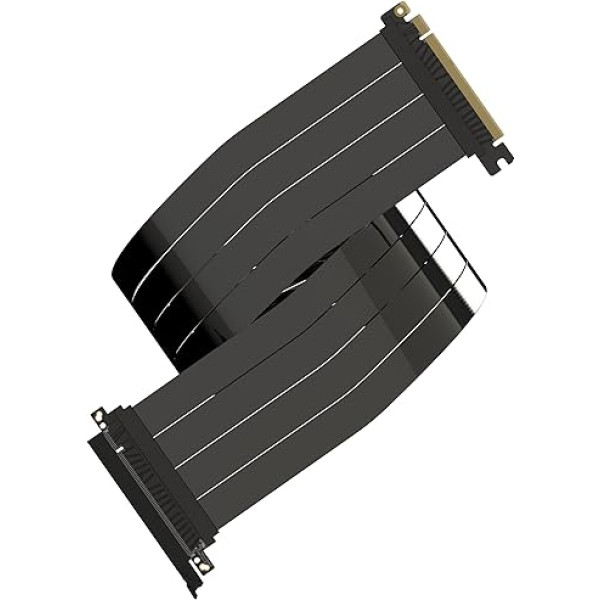 LINKUP - AVA5 PCIE 5.0 Riser kabelis - nākotnes risinājums 5. paaudzes GPU vertikālai montāžai - x16 128 GB/s ātrums ar saiti, retimizāciju un barošanas kļūdu korekciju - saderīgs ar PCIe 4.0 - taisns, melns, 90cm