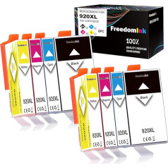 FreedomInk Replaces HP 920XL 920 High Yield Ink Cartridges (8 Pack, 2 Black, 2 Cyan, 2 Magenta, 2 Yellow). Compatible with HP Officejet 6500 6500A 6000 7000 7500 7500A