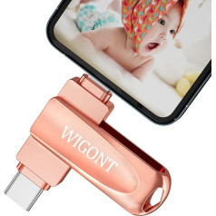 WIGONT 128 GB USB zibatmiņas karte iPhone Pendrive, ūdensizturīga, izturīga un kompakta, metāla, lai saglabātu vairāk fotoattēlu un video, iPhone atmiņas karte USB zibatmiņas karte iPhone/Android tālrunim/PC.