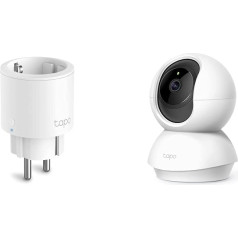 TP-Link Tapo Nano viedā WiFi ligzda Tapo P115 un TP-Link Tapo C200 360° WiFi iekštelpu novērošanas kamera, FHD 1080P, nakts redzamība, kustības noteikšana, divvirzienu audio signāls