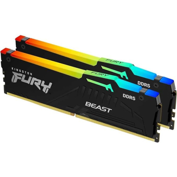 Kingston Fury Beast Black RGB XMP 64GB (2x32GB) 6000MT/s DDR5 CL40 DIMM galddatora spēļu atmiņas komplekts ar 2 - KF560C40BBAK2-64