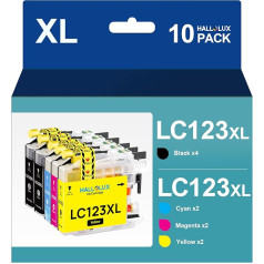 HALLOLUX LC123XL kasetnes LC123 saderīgas ar Brother LC123 XL kasetnēm LC-123 Brother MFC-J4410DW MFC-J6920DW DCP-J4110DW MFC-J6720DW DCP-J552DW MFC-J6520DW MFC-J870DW (10 gab.)