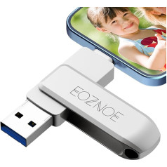 EOZNOE 128GB iPhone zibatmiņas disks, 3-in-1 ārējā atmiņa bez lietotnes, iPhone USB atmiņas kartes paplašināšana, saderīgs ar iPhone/iPad/Android/PC/Mac