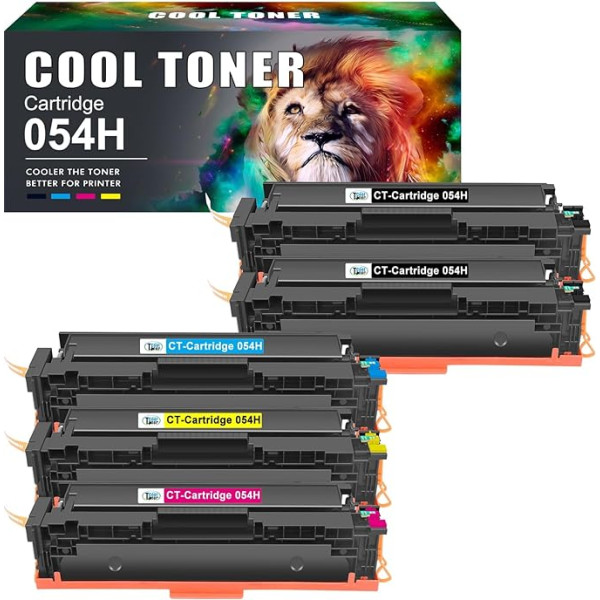 Cool Toner saderīga tonera kasetne Canon 054H 054 i-Sensys MF645Cx LBP623Cdw MF643Cdw MF643Cdw MF641Cw LBP621Cw MF644Cdw MF642Cdw LBP622Cdw MF640C LBP620C (melns ciāns, dzeltens, magenta, 5 iepakojumi)