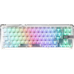 KiiBoom Phantom 68 65% karsti nomaināma mehāniskā tastatūra ar kristāla blīvi, BT5.0/2.4GHz/USB-C bezvadu NKRO spēļu tastatūra ar RGB uz dienvidiem, 4000mAh akumulators Win/Mac (Cleqar)